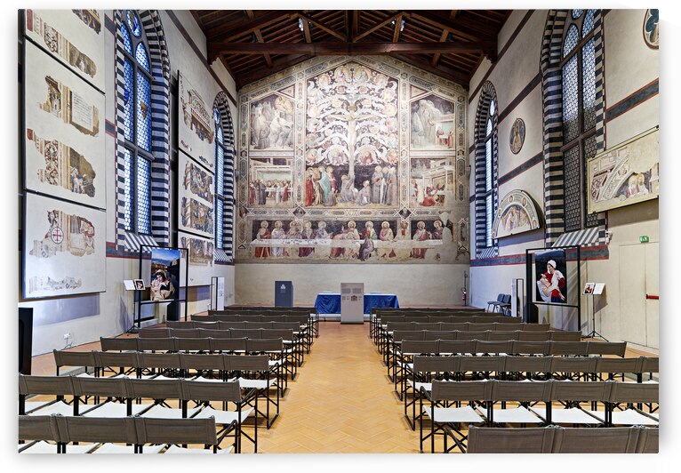 Florence Tuscany Italy. Basilica di Santa Croce Basilica of the Holy Cross. Frescoes by Taddeo Gaddi in the refectory by Marco Brivio