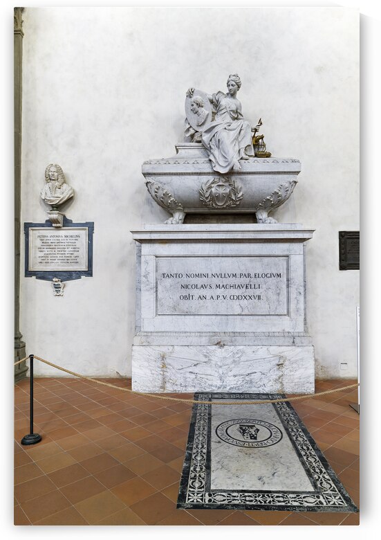 Florence Tuscany Italy. Basilica di Santa Croce Basilica of the Holy Cross. Niccolo Machiavelli tomb by Innocenzo Spinazzi by Marco Brivio