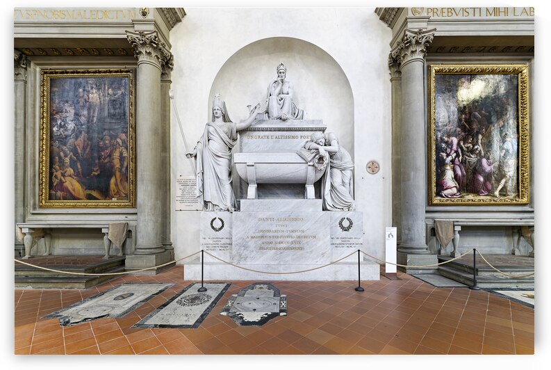 Florence Tuscany Italy. Basilica di Santa Croce Basilica of the Holy Cross. Dante Alighieri tomb by Marco Brivio