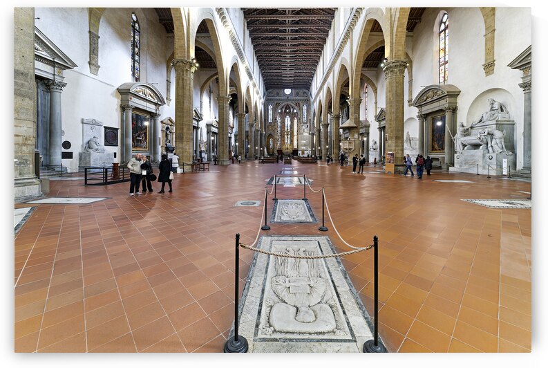 Florence Tuscany Italy. Basilica di Santa Croce Basilica of the Holy Cross. The nave by Marco Brivio
