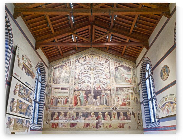 Florence Tuscany Italy. Basilica di Santa Croce Basilica of the Holy Cross. Frescoes by Taddeo Gaddi in the refectory by Marco Brivio