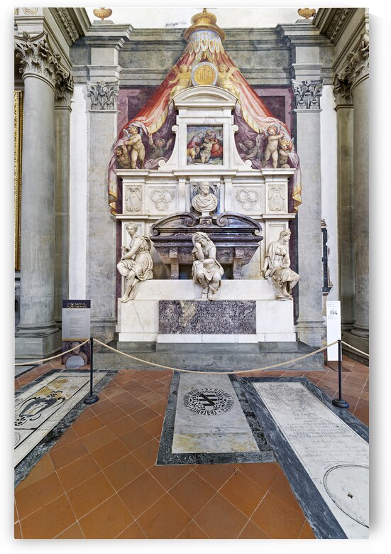 Florence Tuscany Italy. Basilica di Santa Croce Basilica of the Holy Cross. Michelangelo Buonarroti tomb by Marco Brivio