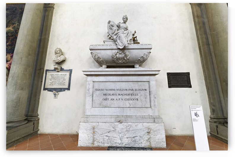Florence Tuscany Italy. Basilica di Santa Croce Basilica of the Holy Cross. Niccolo Machiavelli tomb by Innocenzo Spinazzi by Marco Brivio