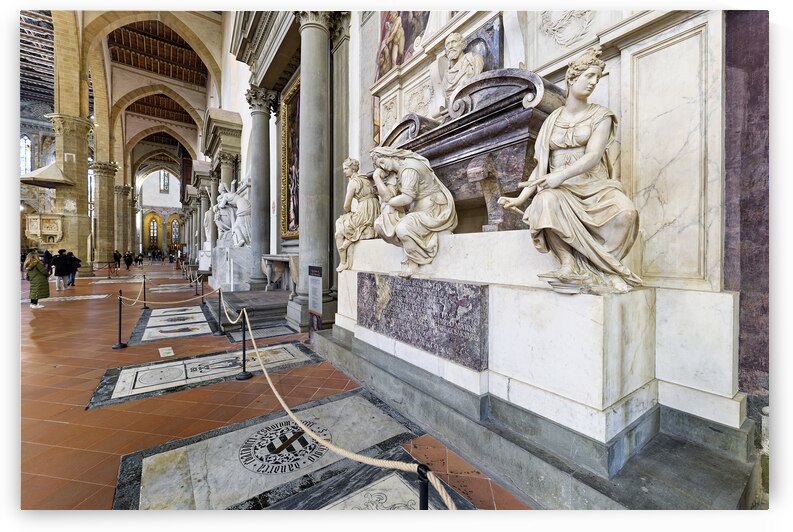 Florence Tuscany Italy. Basilica di Santa Croce Basilica of the Holy Cross. Michelangelo Buonarroti tomb by Marco Brivio