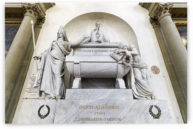 Florence Tuscany Italy. Basilica di Santa Croce Basilica of the Holy Cross. Dante Alighieri tomb by Marco Brivio