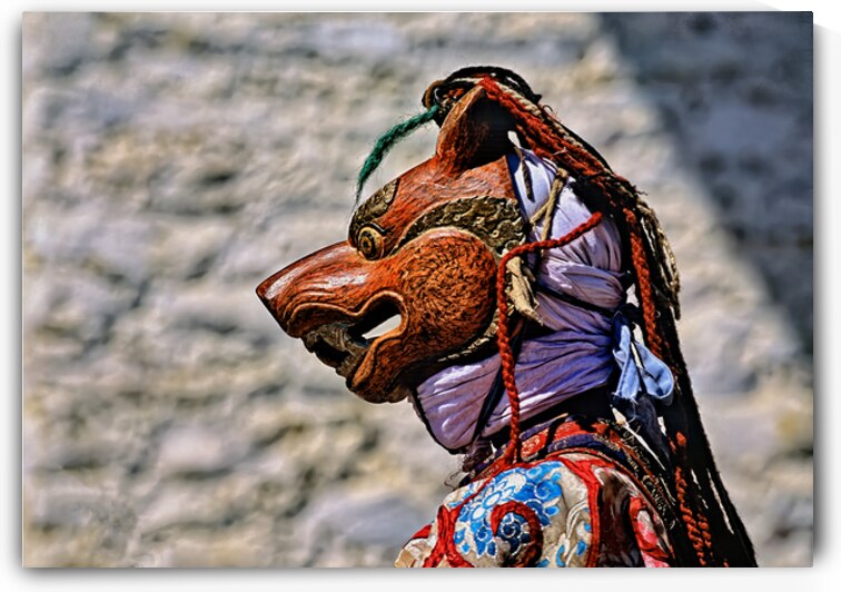 BHUTAN. Festival tsechu in Bumthang Valley. Traditional mask by Marco Brivio