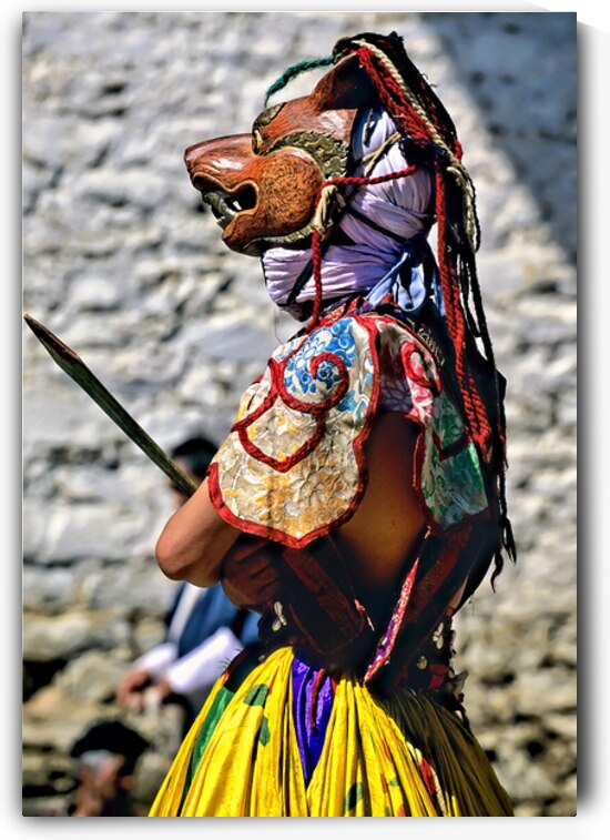 BHUTAN. Festival tsechu in Bumthang Valley. Traditional mask by Marco Brivio